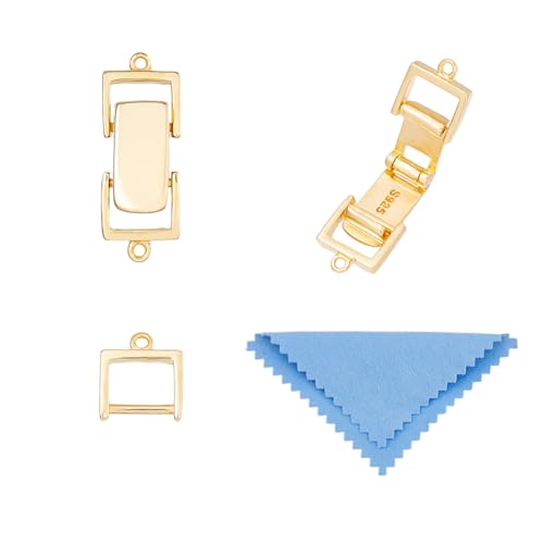 SUPERFINDINGS 1 Set S925 Sterlingsilber Faltverschluss Goldschmuck Verlängerungskette Mit Silberpoliertuch Für Halsketten Schmuck DIY Herstellung von SUPERFINDINGS