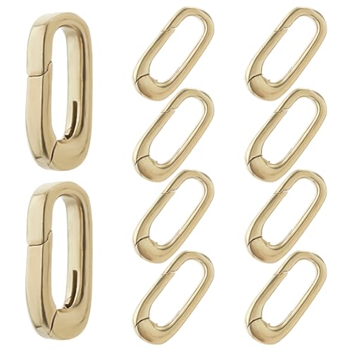 SUPERFINDINGS 10 STÜCK Ovaler Verschluss Karabiner 15mm Schmuck Federverschlüsse Goldene Halskettenverschlüsse Armbandverschlüsse Ovaler Ring Schmuck Federverbinder Für Halsketten Schlüsselringe von SUPERFINDINGS