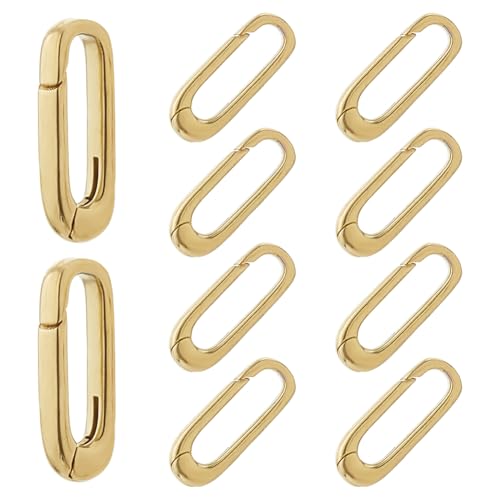 SUPERFINDINGS 10 STÜCK Ovaler Verschluss Karabiner 18mm Schmuck Federverschlüsse Goldene Halskettenverschlüsse Armbandverschlüsse Ovaler Ring Schmuck Federverbinder Für Halsketten Schlüsselringe von SUPERFINDINGS