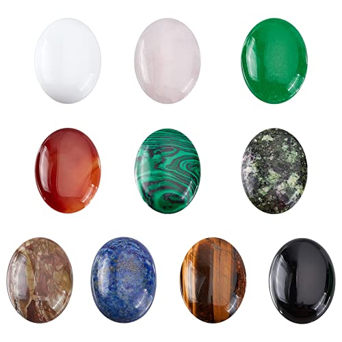 SUPERFINDINGS 10 Stück 10 Stile Ovale Natürliche Edelstein Cabochons 30x22mm Flatback Edelstein Cabochons Gefärbter Heilquarz Chakra Stein Für Die Schmuckherstellung SUPERFINDINGS 10 Stück 10 Stile Ovale Natürliche Edelstein Cabochons 30x22mm Flatback Edelstein Cabochons Gefärbter Heilquarz Chakra Stein Für Die Schmuckherstellung von SUPERFINDINGS