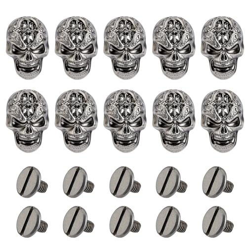SUPERFINDINGS 10 Stück Totenkopf Schraubnieten Mit Skelett Metallnieten Schraubnieten Lederhandwerk Punk Totenkopf Halloween Dekor Für Taschen Hüte Schuhe Jacken Jeans Gürtel Motorräder SUPERFINDINGS 10 Stück Totenkopf Schraubnieten Mit Skelett Metallnieten Schraubnieten Lederhandwerk Punk Totenkopf Halloween Dekor Für Taschen Hüte Schuhe Jacken Jeans Gürtel Motorräder von SUPERFINDINGS