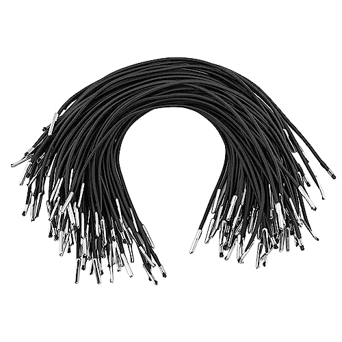 SUPERFINDINGS 100 Stück Schwarze Elastische Stachelschnur Mit Metallenden Elastische Schnur Mit Widerhaken Elastisches Stachelschnur Stretch Schlaufenband Mit Metall Widerhaken Verschluss 235x3x2mm von SUPERFINDINGS