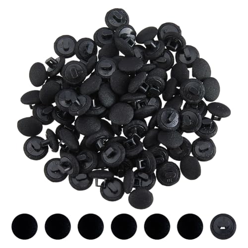 SUPERFINDINGS 100 Stück Schwarze Satinstoffknöpfe 9.5mm Stoffknöpfe Pilzstoff Stoffbezogene Knöpfe Mit Kunststoffschaft Smokingknöpfe Runde Knöpfe Für Hochzeitskleider von SUPERFINDINGS
