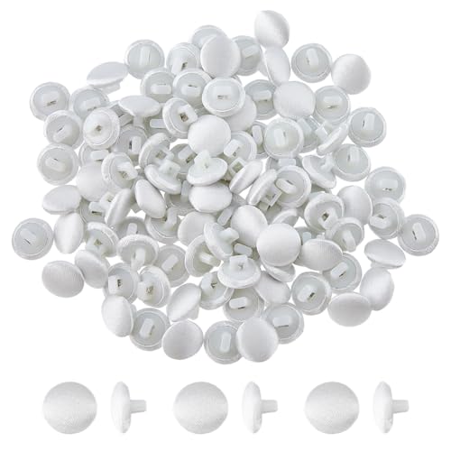 SUPERFINDINGS 100 Stück Silberne Satinstoffknöpfe Über 1cm Stoffknopf Pilzstoff Stoffbezogene Knöpfe Mit Kunststoffschaft Smokingknöpfe Runde Knöpfe Für Hochzeitskleider Anzüge DIY Nähen von SUPERFINDINGS