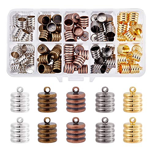 SUPERFINDINGS 100Pcs 5Colors Messing Cord Column Ends Cap Einklebende Endkappe Leder Cord Findings Kit Für DIY Kumihimo Schmuck Quaste Armband Halskette 13x10mm SUPERFINDINGS 100Pcs 5Colors Messing Cord Column Ends Cap Einklebende Endkappe Leder Cord Findings Kit Für DIY Kumihimo Schmuck Quaste Armband Halskette 13x10mm von SUPERFINDINGS