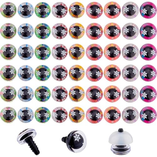 SUPERFINDINGS 108 Stück Passende Schneeflockenaugen Für Amigurumi 9 Farben Runde Häkelpuppenaugen Harzpuppenaugen Cabochons Mit Unterlegscheiben Für Stofftiere Zum Selbermachen von Puppen von SUPERFINDINGS
