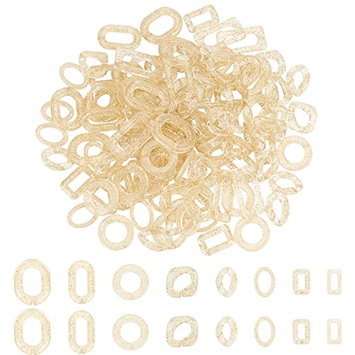 SUPERFINDINGS 117pcs 8 Styles Transparente Acryl Linking Rings Quick Link Connectors Beige Link Connectors Mit Glitzerpulver Für Schmuck DIY Handwerk Ketten Machen von SUPERFINDINGS