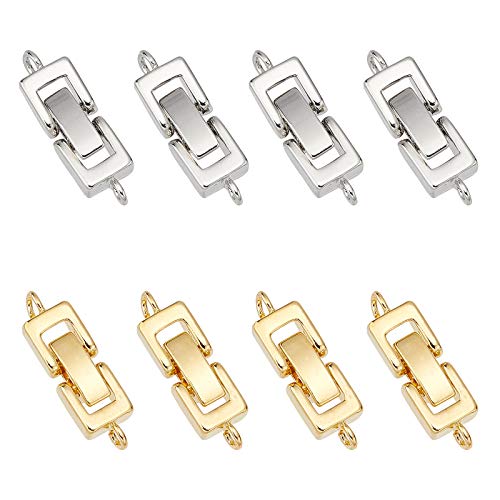 SUPERFINDINGS 12 Sätze Silber Golden Messing Falten Über Kabelenden Terminatoren Crimpendspitzen Mit Hummerklauenverschlüssen Für Die Schmuckherstellung 24x7x4mm von SUPERFINDINGS