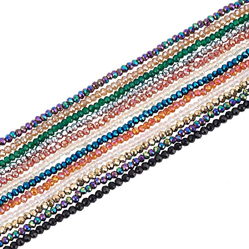 SUPERFINDINGS 12 Stränge 37-37.5cm 2mm Galvanik Glasperlen Facettiert Mehrfarbige Glas Kristallperlen mit 0.6mm Loch Für Armband Halsketten Schmuckherstellung von SUPERFINDINGS