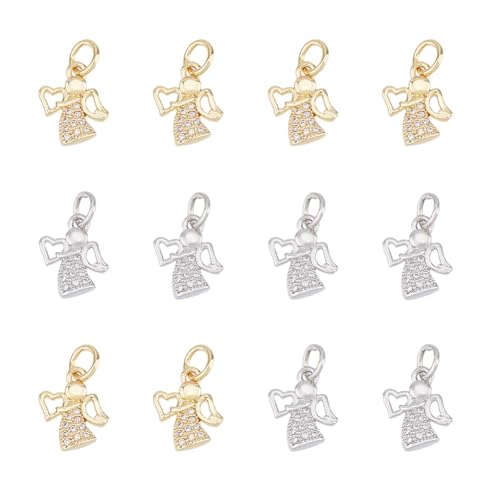 SUPERFINDINGS 12 Stück 2 Farben Engelsanhänger Schutzengel Anhänger Gold Silber Messing Zirkonia Engelsflügel Anhänger Mit Sprungring Für Schmuckherstellung SUPERFINDINGS 12 Stück 2 Farben Engelsanhänger Schutzengel Anhänger Gold Silber Messing Zirkonia Engelsflügel Anhänger Mit Sprungring Für Schmuckherstellung von SUPERFINDINGS
