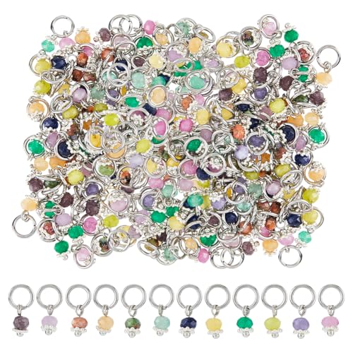 SUPERFINDINGS 120 Stück 12 Farben Natursteinanhänger Kristall Edelsteinanhänger Facettierte Rondellanhänger Chakra Kristallanhänger Großhandel Gemischte Steinsanhänger Für Die Schmuckherstellung von SUPERFINDINGS