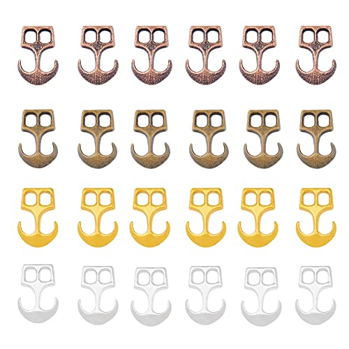 SUPERFINDINGS 120 Stück 4 Farben Ankerhaken Verschlüsse Legierung Zwei Loch Verschlüsse Haken 23 x 16 mm Metall Haken Clip für DIY Lederschnur Armbänder Schmuckherstellung Loch: 5 x 4 mm von SUPERFINDINGS