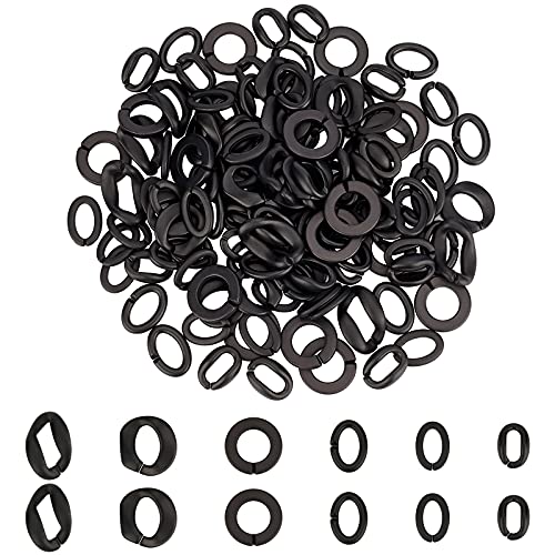 SUPERFINDINGS 128~131 Stück 6 Stile Opaque Spray Painted Acryl Linking Rings Quick Link Connectors Black Matted Link Connectors Für Schmuck DIY Handwerk Ketten Machen von SUPERFINDINGS