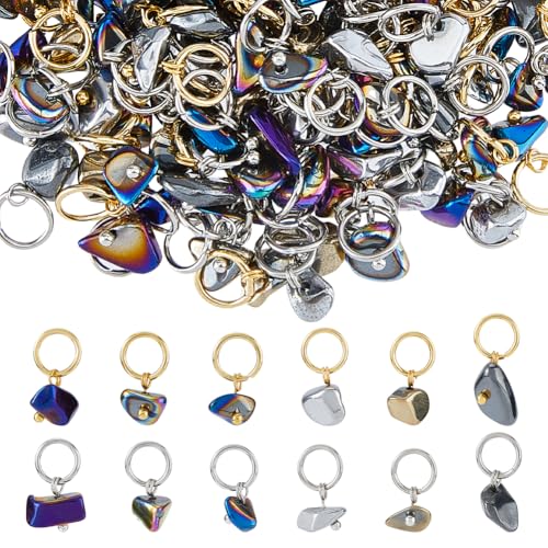 SUPERFINDINGS 144 Stück 12 Designs Natürliche Gemischte Anhänger Vergoldete Synthetische Charms Kristall Hämatit Anhänger Mit Edelstahl Sprung Ring Für Halskette Armband 12~16mm von SUPERFINDINGS