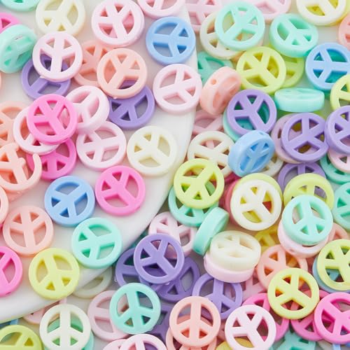SUPERFINDINGS 150 Stk. Acryl Friedenszeichen Perlen Zufällige Farbe Undurchsichtige Perlen 14mm Bunte Hohle Flache Runde Lose Perlen Regenbogen Spacer Perlen Für DIY Ohrringe Armbänder SUPERFINDINGS 150 Stk. Acryl Friedenszeichen Perlen Zufällige Farbe Undurchsichtige Perlen 14mm Bunte Hohle Flache Runde Lose Perlen Regenbogen Spacer Perlen Für DIY Ohrringe Armbänder von SUPERFINDINGS