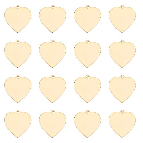 SUPERFINDINGS 16pcs Flat Heart Anhänger Messing Blank Craft Stamping Anhänger Charms Für Ohrring Armband Halskette Schmuckherstellung 23x22.5x1mm von SUPERFINDINGS