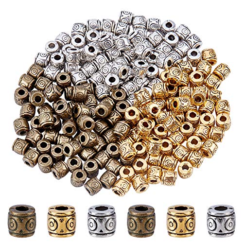 SUPERFINDINGS 180pcs 3 Farben 6x6.5mm Tibetischer Stil Legierung Säulenperlen Abstandsperlen Charms Bastelbedarf Zubehör Für DIY Armband Halskette Ohrringe Schmuck Findings Making Bohrung: 2 3mm von SUPERFINDINGS