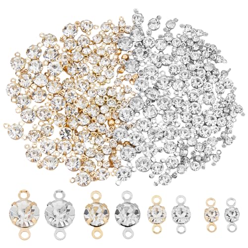 SUPERFINDINGS 192 Stück 8 Stil Kubikzirkonia Glieder Rhinestones Armband Halsketten Verbindungsstück Anhänger Kristalldiamant Runde Bezaubernde Verbindungsstücke Für Die Schmuckherstellung von SUPERFINDINGS