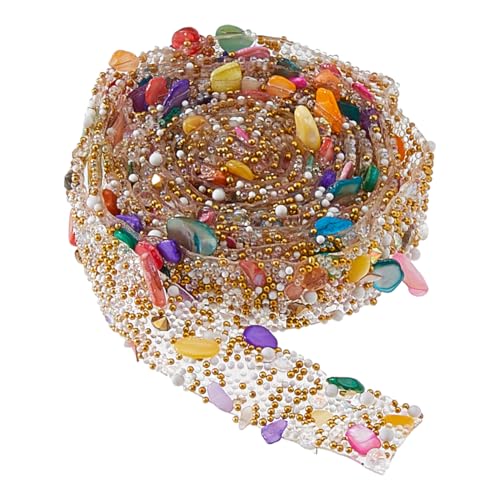 SUPERFINDINGS 1m Glas Hotfix Strass Perlenbesatz Bunte Strass Sparkling Bling Bänder Edelstein Samenkügelchen Chips Nähzubehör Für Kleidung Tasche Schuhe Hochzeitsfeier Dekoration von SUPERFINDINGS
