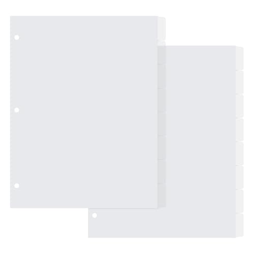 SUPERFINDINGS 2 Packung Mit 8 Registern Aus Kunststoff 3 Ring Ordner Teiler Briefgröße Discbound Registerteiler 28x23cm Weiß Blanko Registerteiler Seitenordner Für Planer Notizbuch von SUPERFINDINGS