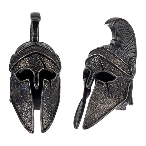 SUPERFINDINGS 2 STÜCK Schwarze Helm Lanyard Perle Messing Paracord Perlen Tibetischer Stil Europäische Perlen EDC Charme Vintage Große Lochperle Für Armband Anhänger Zubehör Bohrung: 4mm von SUPERFINDINGS