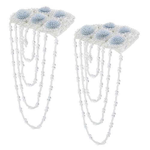 SUPERFINDINGS 2 STÜCKE Quaste Schulter Weiß Perlen Epaulette Schultern Perlen Epauletten Punk Epaulette Schulter Brosche Pin Anzug Epauletter Blazer Abzeichen 26cm / 10.2" von SUPERFINDINGS