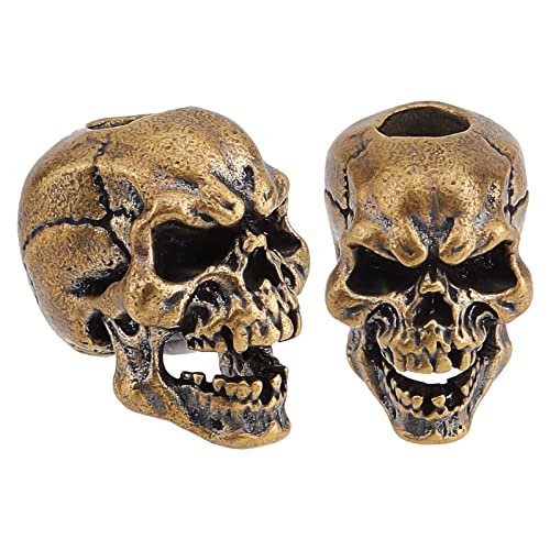 SUPERFINDINGS 2 STÜCKE Skull Knife Lanyard Bead EDC Charm Bead Messing European Beads Antique Bronze Large Hole Beads Paracord Cord Tool Bead Für Schlüsselanhänger Halloween Schmuckherstellung von SUPERFINDINGS