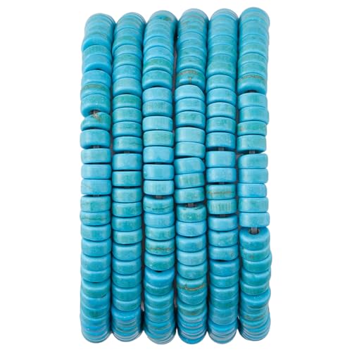 SUPERFINDINGS 2 Strang Ca. 358 türkisfarbene Perlen 4x2mm Flach Rund Edelstein Abstandshalter Lose Perlen Heishi Scheiben Steinperle Zur Schmuckherstellung Bohrung: 1mm von SUPERFINDINGS