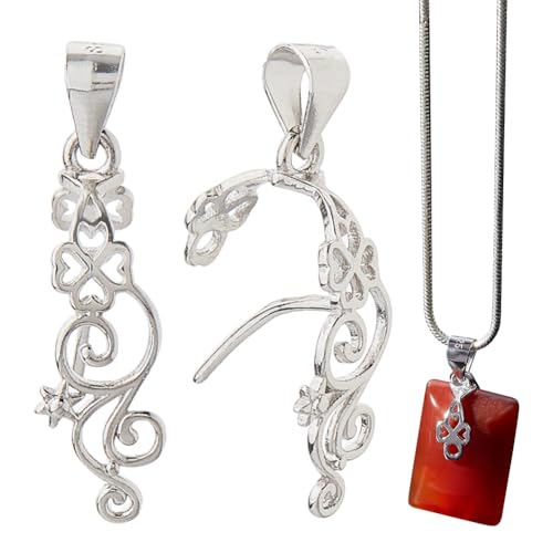 SUPERFINDINGS 2 Stück Sterling Silber Pinch Clip Bail Verschluss Anhänger Bails Pinch Clip Hohl Gebogen Pinch Bails Verbinder Ice Pick Pinch Verschluss Mit Poliertuch Für Schmuck von SUPERFINDINGS