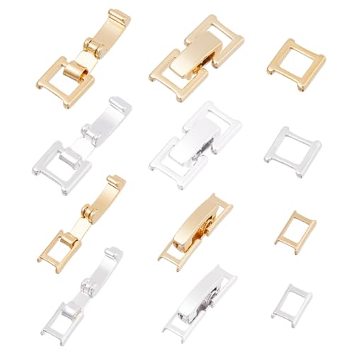 SUPERFINDINGS 20 Set 4 Stile Messing Faltschließen Gemischt Farben Beschichtet Messing Uhrenarmband Schließen Halskette Armband Verlängerungen Faltüberzugsverschluss Für DIY Schmuckherstellung von SUPERFINDINGS