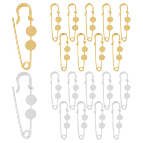 SUPERFINDINGS 20 Stück 2 Farben 8mm Legierung Brosche Verschlüsse Blanko Sicherheitsnadel Basisfassung Golden Silber Sicherheitsnadeln Brosche Beschläge Flache Runde Brosche Anstecknadel Kilt Pins von SUPERFINDINGS