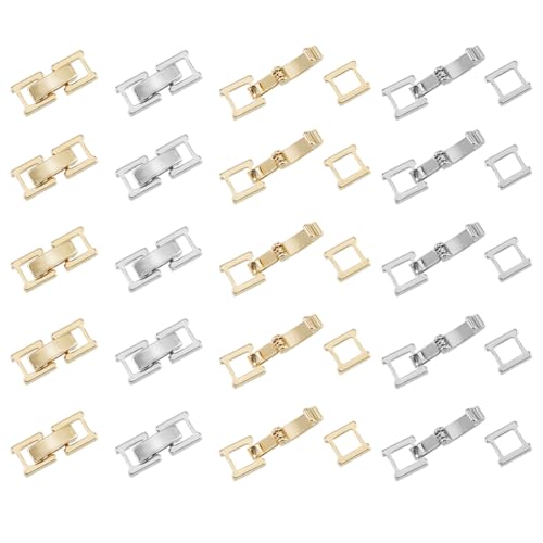 SUPERFINDINGS 20 Stück 2 Farben Messing Faltverschlüsse Gold Und Silber Endverschlüsse Für Halsketten 16mm Faltverlängerungsverschluss Schmuckverschlüsse Für Schmuckverlängerungen Basteln von SUPERFINDINGS