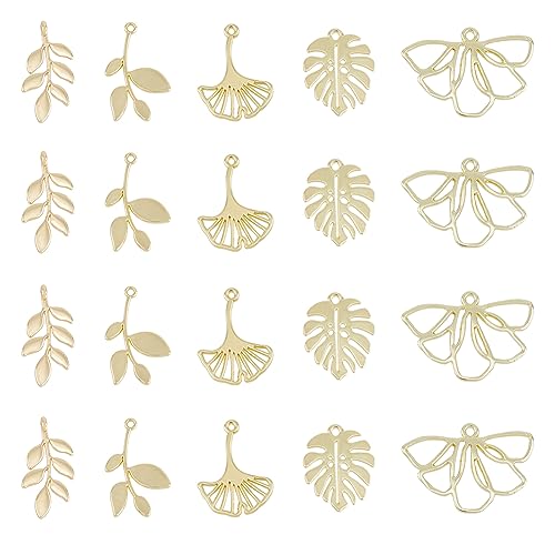 SUPERFINDINGS 20 Stück 5 Stil Legierungs Blatt Anhänger Charms Hellgoldenes Monstera Blatt Ginkgo Blatt Charms Belaubter Zweig Baumelnde Charms Für Die Schmuckherstellung Loch 1~1.6mm SUPERFINDINGS 20 Stück 5 Stil Legierungs Blatt Anhänger Charms Hellgoldenes Monstera Blatt Ginkgo Blatt Charms Belaubter Zweig Baumelnde Charms Für Die Schmuckherstellung Loch 1~1.6mm von SUPERFINDINGS