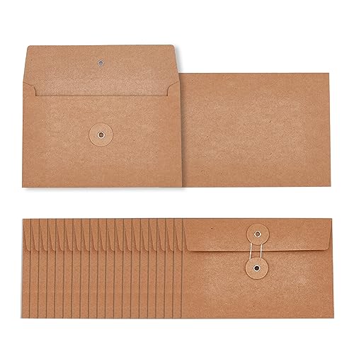 SUPERFINDINGS 20 Stück Braune Kraftpapier Umschläge Kraftschnur Aktenordner Aktenumschläge Retro Schnalle Leere Kraftpapier Umschläge Krawattenverschluss Aktenhülle 115x171mm von SUPERFINDINGS