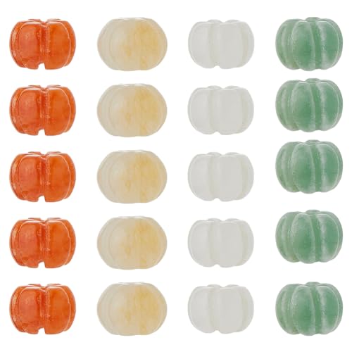 SUPERFINDINGS 20 Stück Natürliche Aventurin Steine Kürbisform Zufällige Kristallsteinperle Gemischte Farbe Gefärbte Geschnitzte Perlen Herbsternte Thanksgiving Tischperlen von SUPERFINDINGS