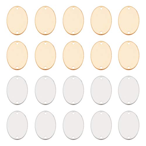 SUPERFINDINGS 20Pcs 2Colors Oval Messing Plated Stamping Blank Tag Links Anschlüsse Für Armband Ohrring Halskette Kette Charms Schmuckherstellung Spezialisiert 18x13x1mm von SUPERFINDINGS
