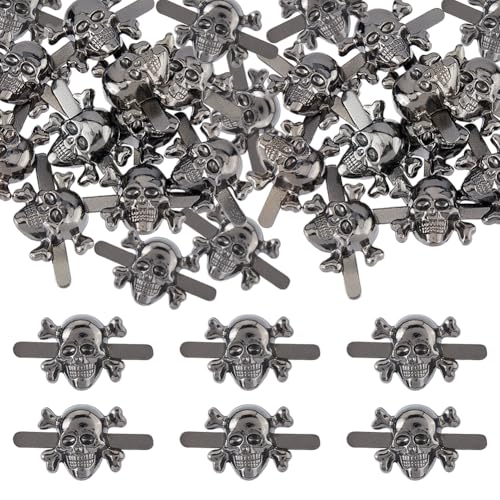 SUPERFINDINGS 20Stk Totenkopf Zinkennieten Legierung Totenkopf Verschluss Geister Brads Dekorative Nieten Für Taschen Gürtel Jacken Hüte Lederhandwerk Ersatzzubehör (Gunmetal) 11.5x22x7mm von SUPERFINDINGS