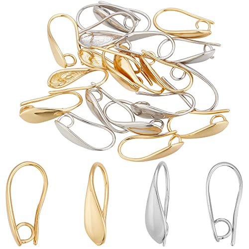 SUPERFINDINGS 20pcs 2 Farben 18x5.5mm Hypoallergene Ohrringhaken Messing Creolen Mit Offener Schlaufe Für Die Schmuckherstellung von SUPERFINDINGS