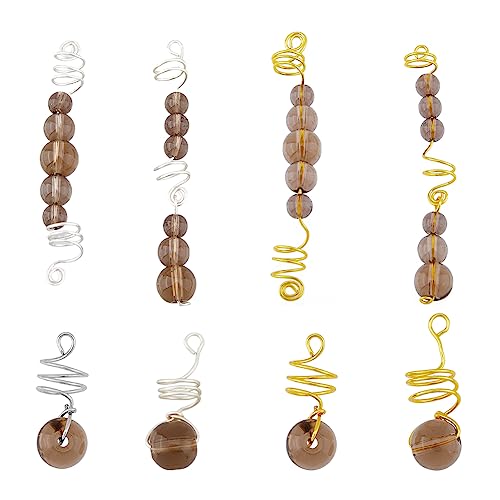 SUPERFINDINGS 24 Stück Zöpfe Perlen Haarschmuck DIY Rosige Braune Glasperlen Haaranhänger Haar Dreadlock Set Schmuck Drahtgeflecht Haarspirale Manschetten Haarspirale Ringe von SUPERFINDINGS
