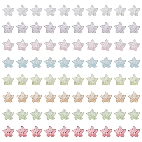 SUPERFINDINGS 240 Stück 8 Farben Lilienblüten Perlenkappen Acrylperlen Endkappen Bunte Glänzende Glatte Blumen Lampwork Perlen Endkappen Für Die Schmuckherstellung Loch 1.2mm von SUPERFINDINGS