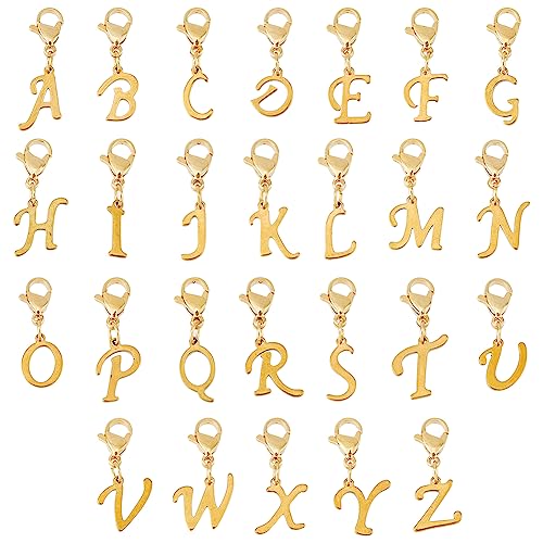 SUPERFINDINGS 26 Stück 304 Edelstahl Buchstaben Anhänger Charms Goldener Buchstabe A Bis Z Karabinerverschlüsse Charms Mini Alphabet Armband Halsketten Anhänger SUPERFINDINGS 26 Stück 304 Edelstahl Buchstaben Anhänger Charms Goldener Buchstabe A Bis Z Karabinerverschlüsse Charms Mini Alphabet Armband Halsketten Anhänger von SUPERFINDINGS