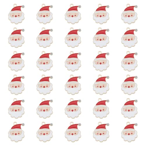 SUPERFINDINGS 30 Stück Weihnachten Neujahr Weihnachtsmann Emaille Anhänger Schmuckherstellung Hand Emaillierter Weihnachtsmann Neujahrsthema Anhänger Zum Herstellen von Armbändern Halsketten von SUPERFINDINGS