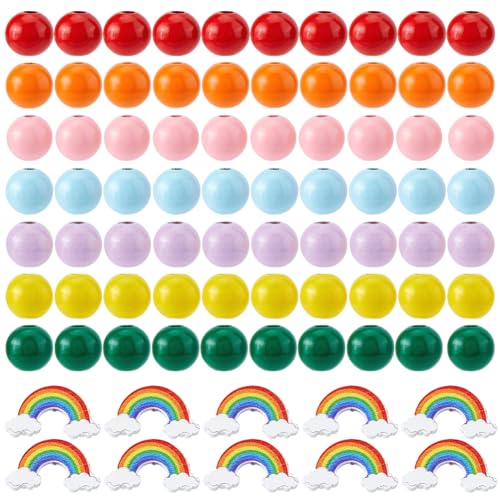 SUPERFINDINGS 300 Stück 8 Farben Regenbogen Holzperlen Gay Pride LGBTQ Perlen Abstandsperlen Lose Perlen In Großer Menge Mit 1 Rollen 10 m Schnur Zum Basteln von Schmuck von SUPERFINDINGS