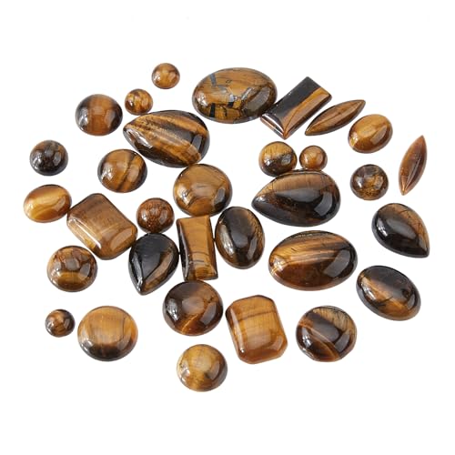 SUPERFINDINGS 32 Stück 12 Stile Natürlicher Cabochon Edelstein Halbrunder Kuppelförmiger Quarzstein Mit Flacher Rückseite Tropfenförmiger Kristall Edelstein Ohne Loch Für Schmuckherstellung DIY von SUPERFINDINGS