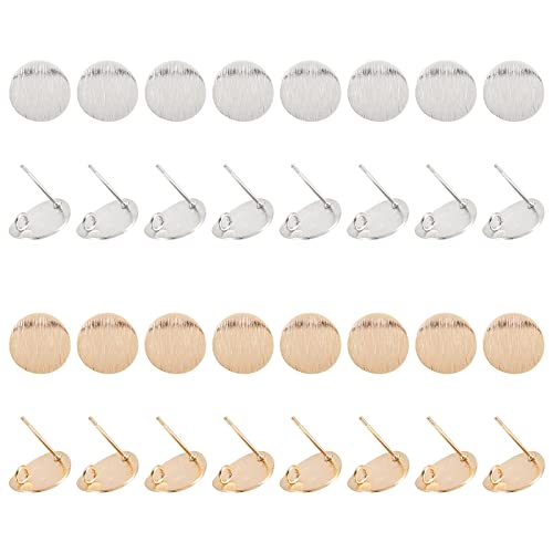 SUPERFINDINGS 32 Stück 2 Farben Messing Ohrstecker Zubehör Flache Runde Ohrstecker Ohrstecker Vergoldet Disc Charms Ohrring Für DIY Ohrringherstellung Zubehör von SUPERFINDINGS