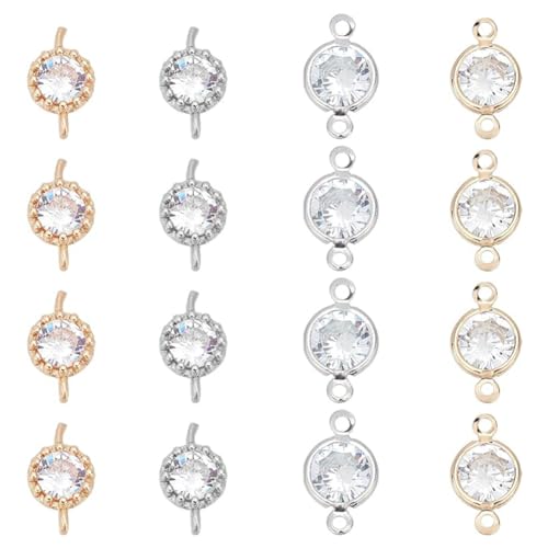 SUPERFINDINGS 32 Stück 4 Stil Zirkonia LinksStrass Armband Halskette Verbinder Anhänger Kristall Diamant Blume Charmante Verbinder Für Die Schmuckherstellung, Loch: 1 mm von SUPERFINDINGS