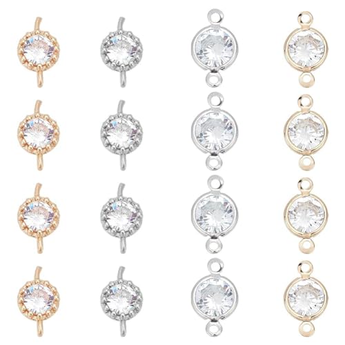 SUPERFINDINGS 32 Stück 4 Stil Zirkonia LinksStrass Armband Halskette Verbinder Anhänger Kristall Diamant Blume Charmante Verbinder Für Die Schmuckherstellung, Loch: 1 mm von SUPERFINDINGS