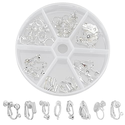 SUPERFINDINGS 32 Stück 8 Stile Messing Clip On Ohrring Konverter Ergebnisse Aufschraubbare Ohrclips Aus Platin. Verwandeln Sie alle Ohrstecker Oder Piercings In Clip On Ohrringe von SUPERFINDINGS