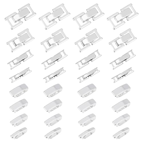 SUPERFINDINGS 32 Stück 8 Stile Messing Faltverschlüsse Silberne Uhrenarmbandverschlüsse Armband Schmuckverlängerung Faltverschluss Verlängerungsverschlüsse Endkappen Für Schmuck von SUPERFINDINGS