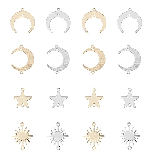 SUPERFINDINGS 32 Stück 8 Stile Messingglieder Anhänger Verbinder Gemischte Farben Anhängerverbinder Sonne Stern Mond Verbinder Charms Für DIY Schmuckherstellung Bohrung: 1.2mm SUPERFINDINGS 32 Stück 8 Stile Messingglieder Anhänger Verbinder Gemischte Farben Anhängerverbinder Sonne Stern Mond Verbinder Charms Für DIY Schmuckherstellung Bohrung: 1.2mm von SUPERFINDINGS